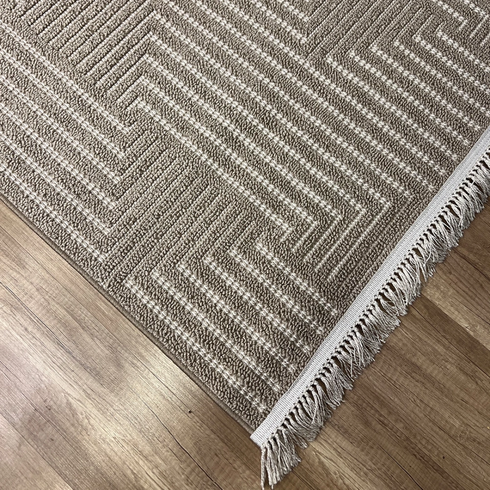 Hoom Rugs Vega S5511A Vizon Bej Hav Toz Vermez Hasır Dokuma Modern Makina Halısı