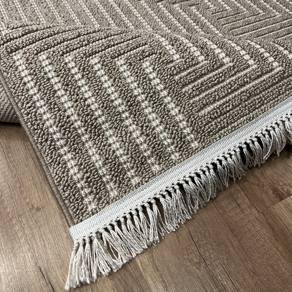 Hoom Rugs Vega S5511A Vizon Bej Hav Toz Vermez Hasır Dokuma Modern Makina Halısı