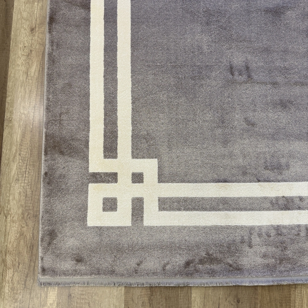 Hoom Rugs York 204 Gri Krem Çerçeveli Modern Salon Halısı