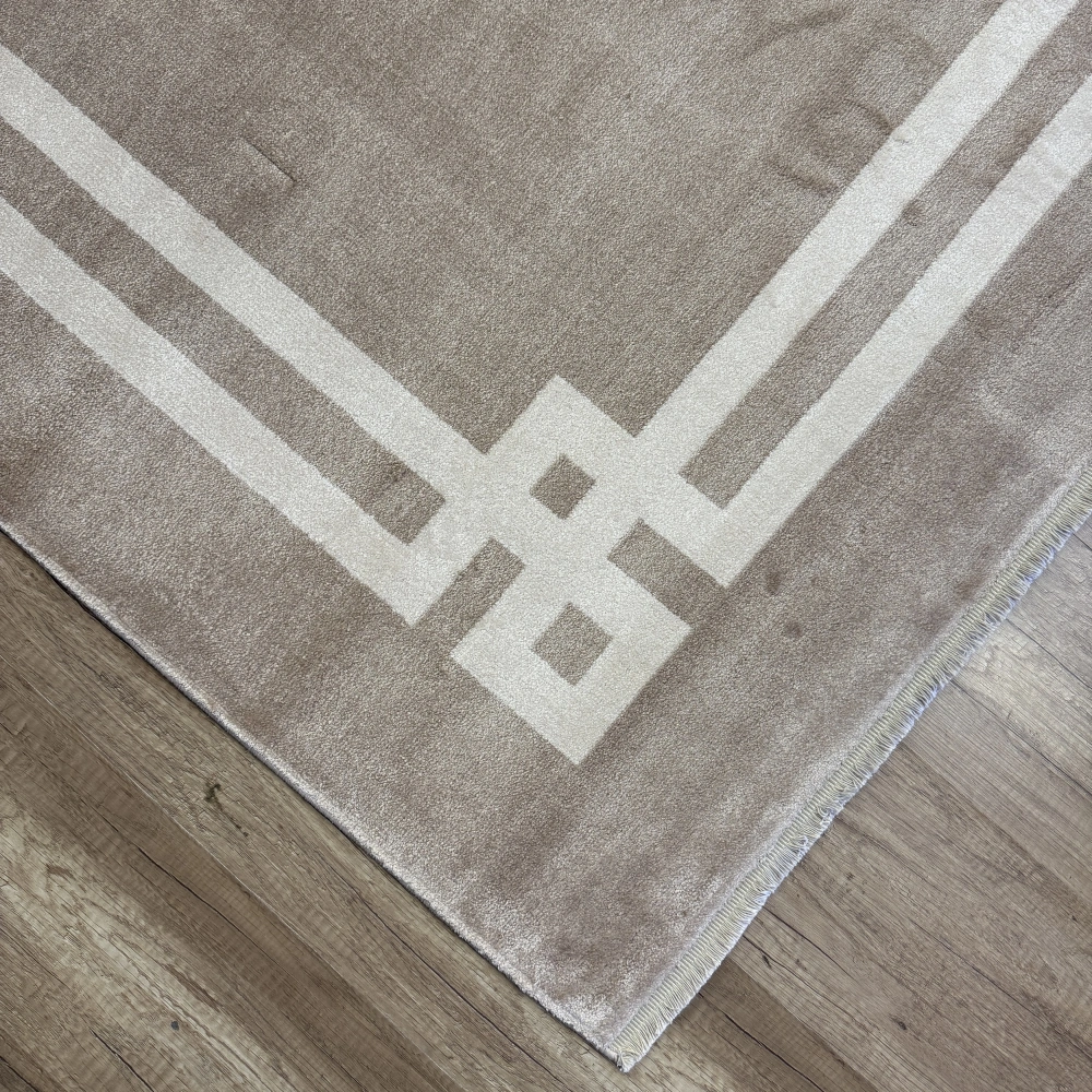 Hoom Rugs York 204 Krem Bej Çerçeveli Modern Salon Halısı