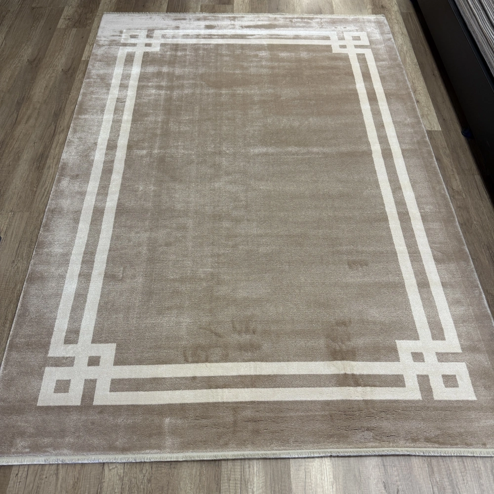Hoom Rugs York 204 Krem Bej Çerçeveli Modern Salon Halısı