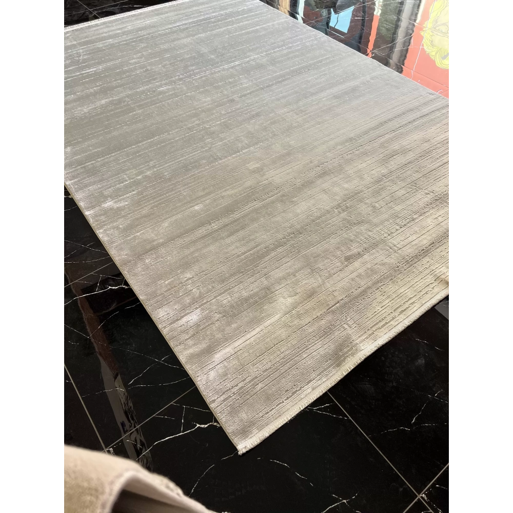Sanat Halı Doku 3738 Gri Düz Modern Salon Halısı