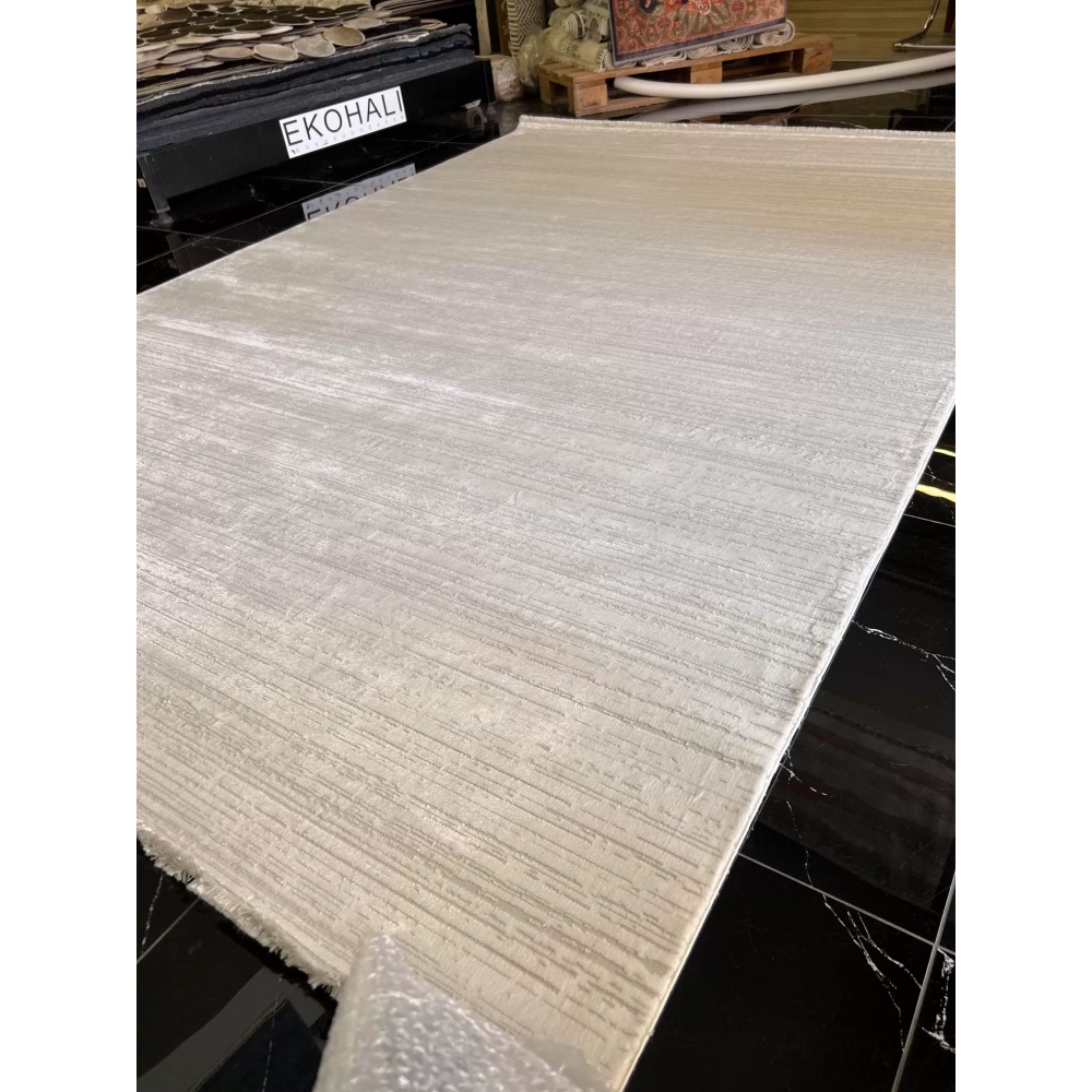 Sanat Halı Doku 3739 Beyaz Düz Modern Salon Halısı