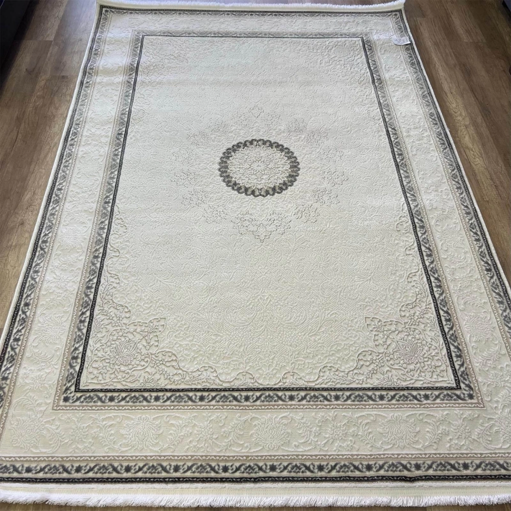 Sanat Halı Hera 3587 Beyaz Gri Klasik Salon Halısı