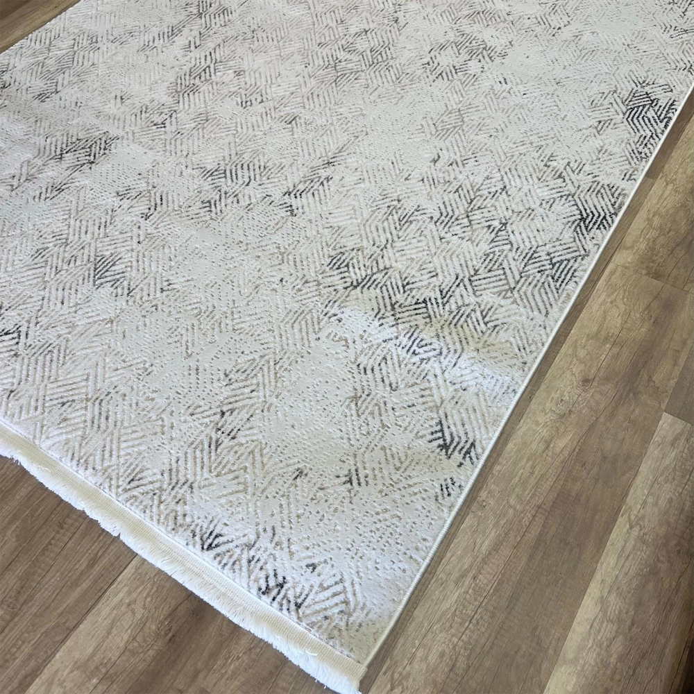 Sanat Halı Hera 3595 Beyaz Gri Modern Salon Halısı
