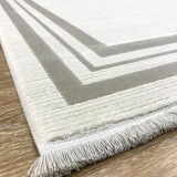 İpek Halı Sardes 6141 A Bej Çerçeveli Modern Salon Halısı