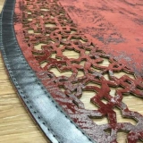 Hoom Rugs Deri Halı Kırmızı Oval Dekoratif Deri Halı