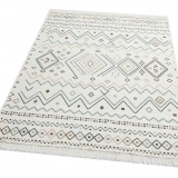 Eko Hali Arya Ar 05 Beige Blue Yikanabilir Pamuk Cift Tarafli Kilim