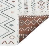 Eko Hali Arya Ar 05 Beige Blue Yikanabilir Pamuk Cift Tarafli Kilim