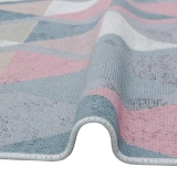 Eko Hali Arya Ar 10 Blue Pink Yikanabilir Pamuk Cift Tarafli Kilim