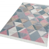 Eko Hali Arya Ar 10 Blue Pink Yikanabilir Pamuk Cift Tarafli Kilim