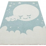 Eko Halı Noa Baby NB 02 Blue Yıkanabilir Çift Taraflı Yumuşak Dokulu İnce Çocuk-Bebek Odası Halısı