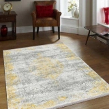 Sanat Halı Doku 1099 Hardal Gri Modern Halı