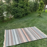 Eko Halı Bodrum BD 04 Natural Terra Fırsat Renkli Çift Taraflı Yıkanabilir Saçaklı Baskı Kilim