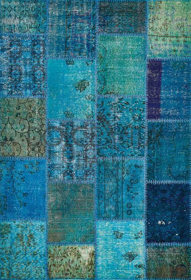 Hoom Rugs Antik Patchwork Turkuaz El Dokuma Kilim