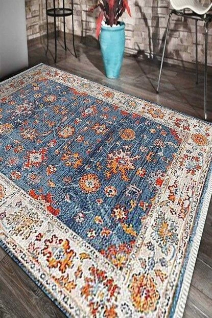 Hoom Rugs 7/24 4177 A Lacivert Klasik Eskitme Salon Halısı