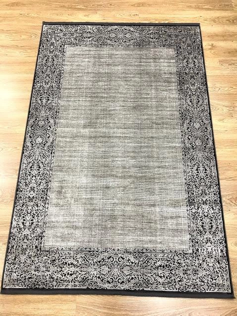 Hoom Rugs Rome 8710 Gri Antrasit Çerçeveli Klasik Salon Halısı