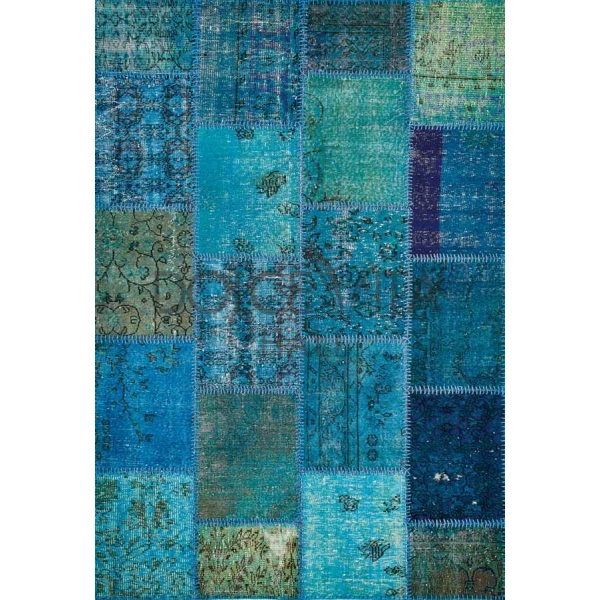 Hoom Rugs Antik Patchwork Turkuaz El Dokuma Kilim