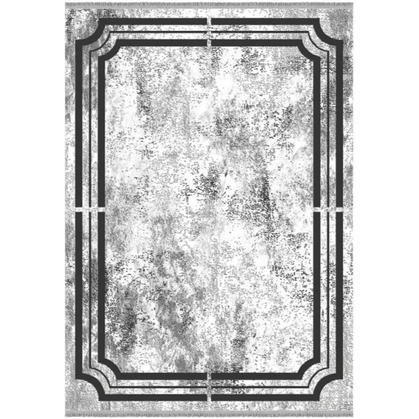 İpek Halı Erva 18102 Gri Çerçeveli Modern Salon Halısı
