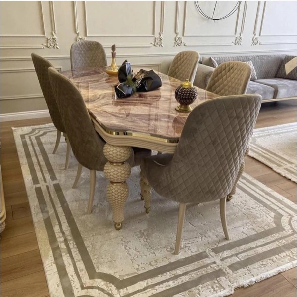 İpek Halı Sardes 6140 A Krem Çerçeveli Modern Salon Halısı