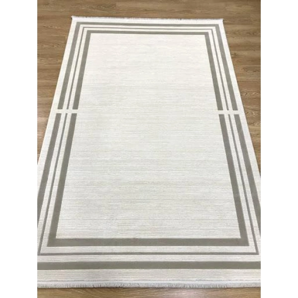 İpek Halı Sardes 6141 A Bej Çerçeveli Modern Salon Halısı