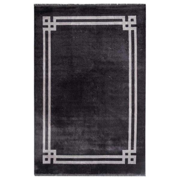 Hoom Rugs York 201 Antrasit Çerçeveli Modern Salon Halısı