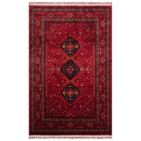 Eko Halı Nostalji 961 Kırmızı Afgan Bambu Uşak Halısı