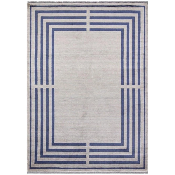 Hoom Rugs York 205 Lacivert Çerçeveli Modern Salon Halısı