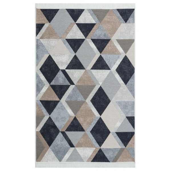 Eko Halı Arya AR 10 Beige Black Yıkanabilir Pamuk Çift Taraflı Kilim