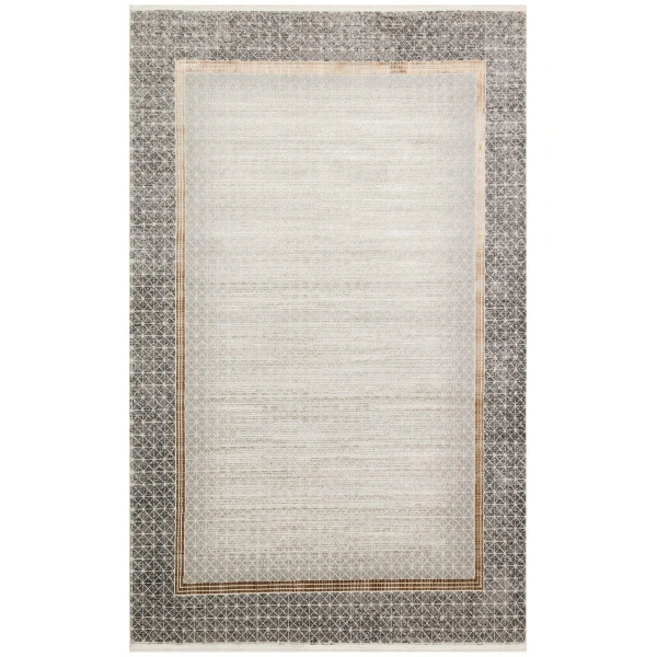 Eko Halı Lisbon New LS 06 Cream Gold Parlak Dokulu Modern Desenli Renkli Metalik Işıltılı Makine Halısı