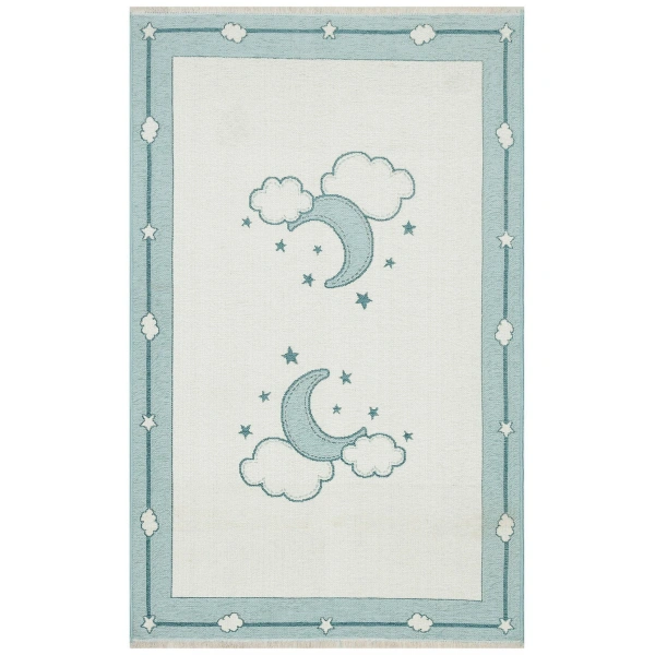 Eko Halı Noa Baby NB 01 Blue Yıkanabilir Çift Taraflı Yumuşak Dokulu İnce Çocuk-Bebek Odası Halısı