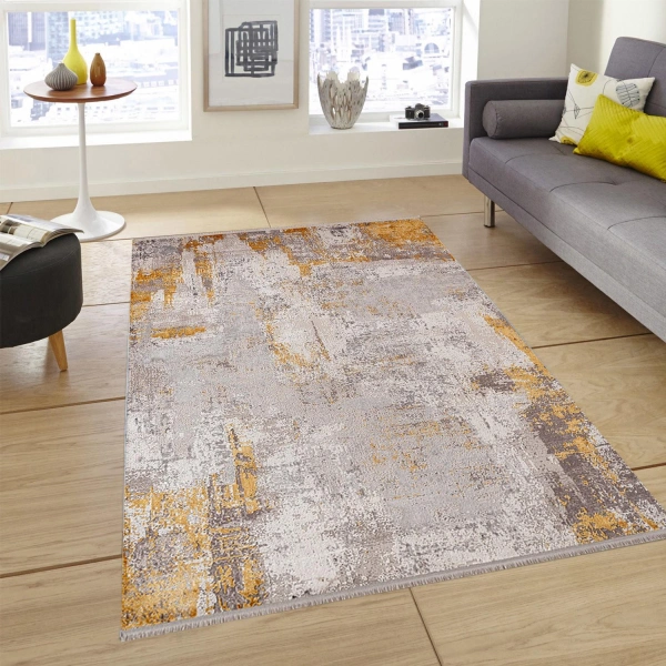 Sanat Halı Doku 1091 Gri Hardal Modern Halı