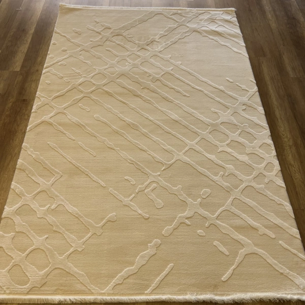 İpek Mekik Halı Gaspara 14582 Krem Modern Salon Halısı