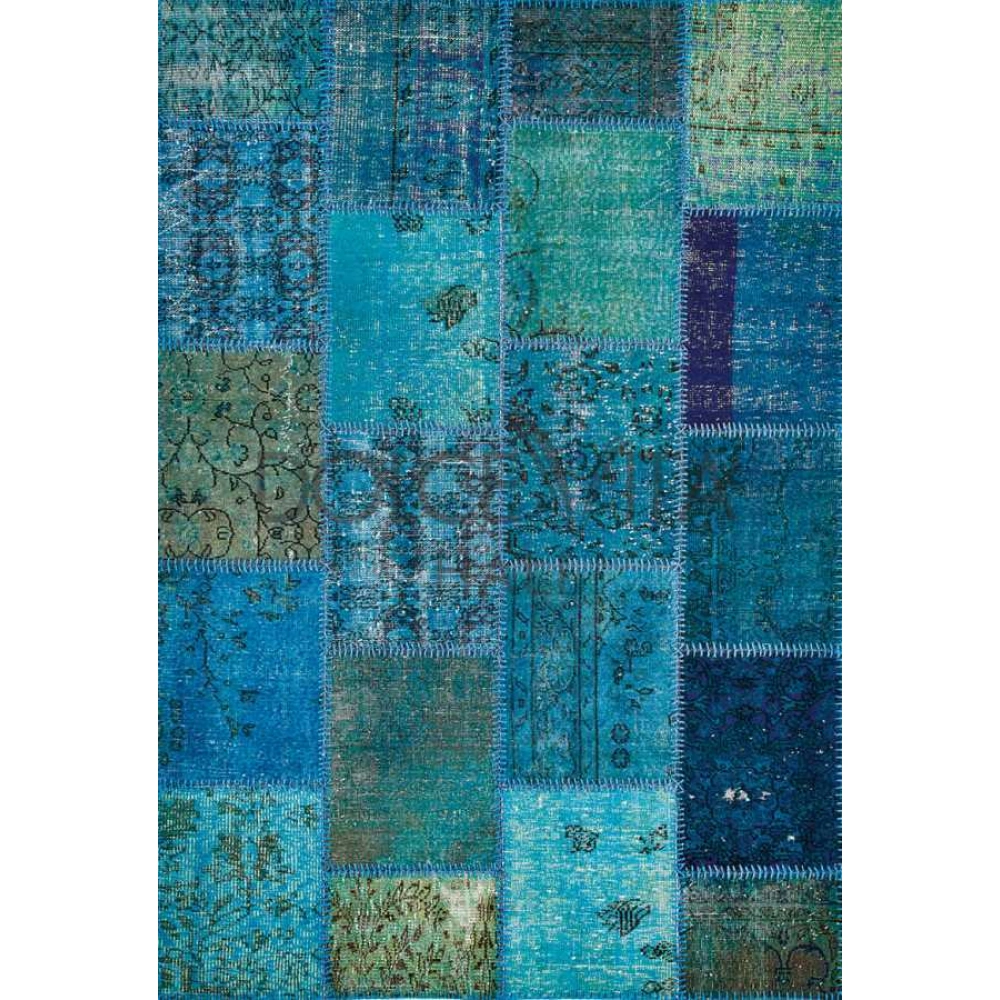 Hoom Rugs Antik Patchwork Turkuaz El Dokuma Kilim