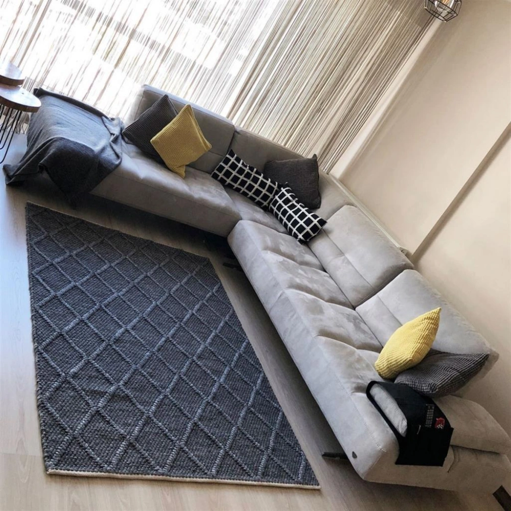 Eko Halı Jade Diamond Antrasit XW Naturel Kazak Örgü Desenli El Dokuma Örgü Halı