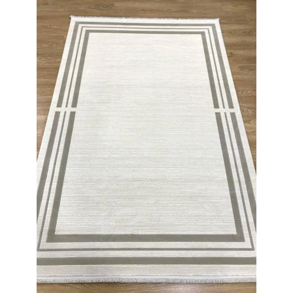 İpek Halı Sardes 6141 A Bej Çerçeveli Modern Salon Halısı