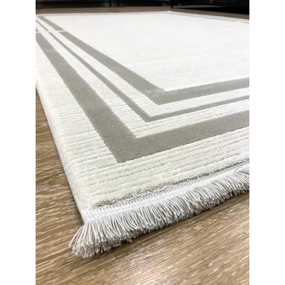 İpek Halı Sardes 6141 A Bej Çerçeveli Modern Salon Halısı