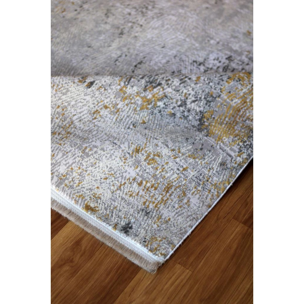 Sanat Halı Doku 1083 Gri Hardal Modern Salon Halısı