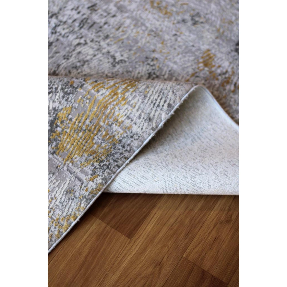 Sanat Halı Doku 1083 Gri Hardal Modern Salon Halısı