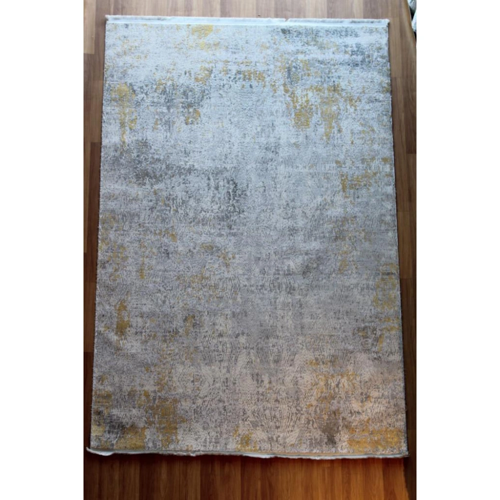Sanat Halı Doku 1083 Gri Hardal Modern Salon Halısı