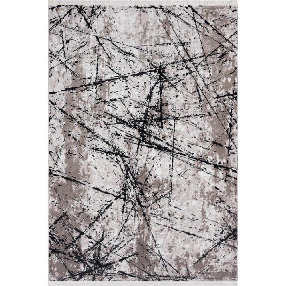 Hoom Rugs Napoli 413 Bej Siyah Modern Salon Halısı