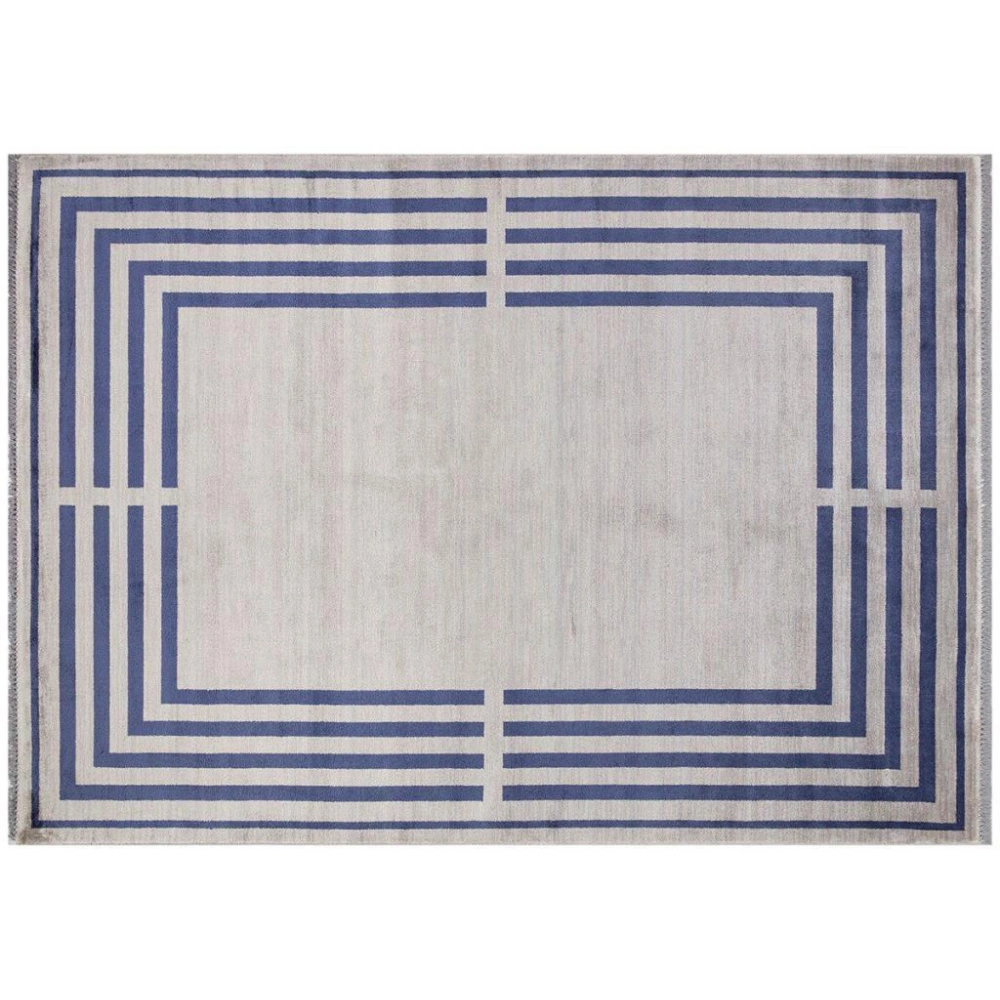 Hoom Rugs York 205 Lacivert Çerçeveli Modern Salon Halısı