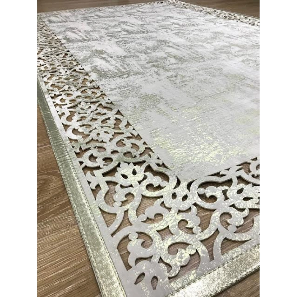 Hoom Rugs Deri Halı 01 Cream Gold Dekoratif Deri Halı