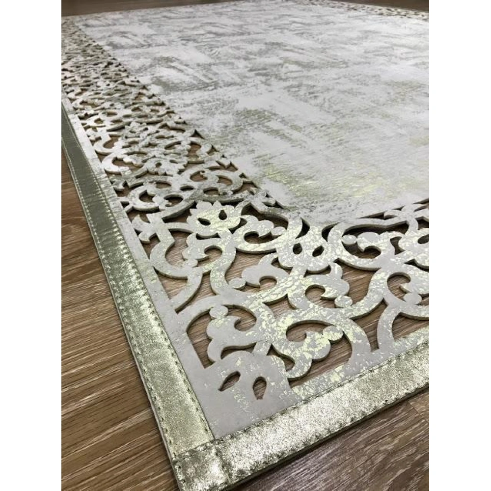 Hoom Rugs Deri Halı 01 Cream Gold Dekoratif Deri Halı