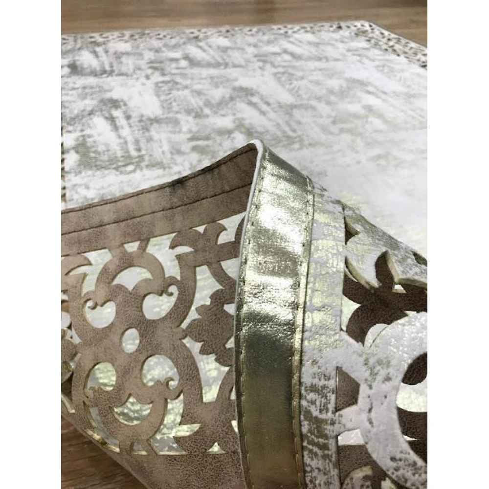 Hoom Rugs Deri Halı 01 Cream Gold Dekoratif Deri Halı