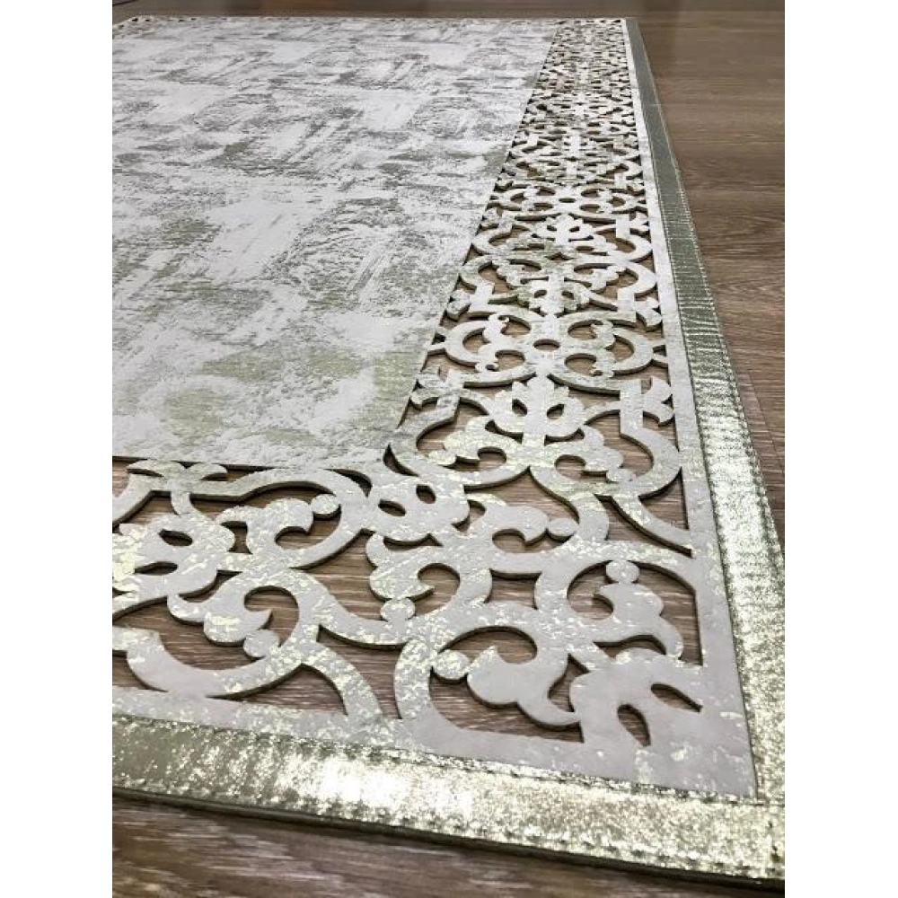 Hoom Rugs Deri Halı 01 Cream Gold Dekoratif Deri Halı