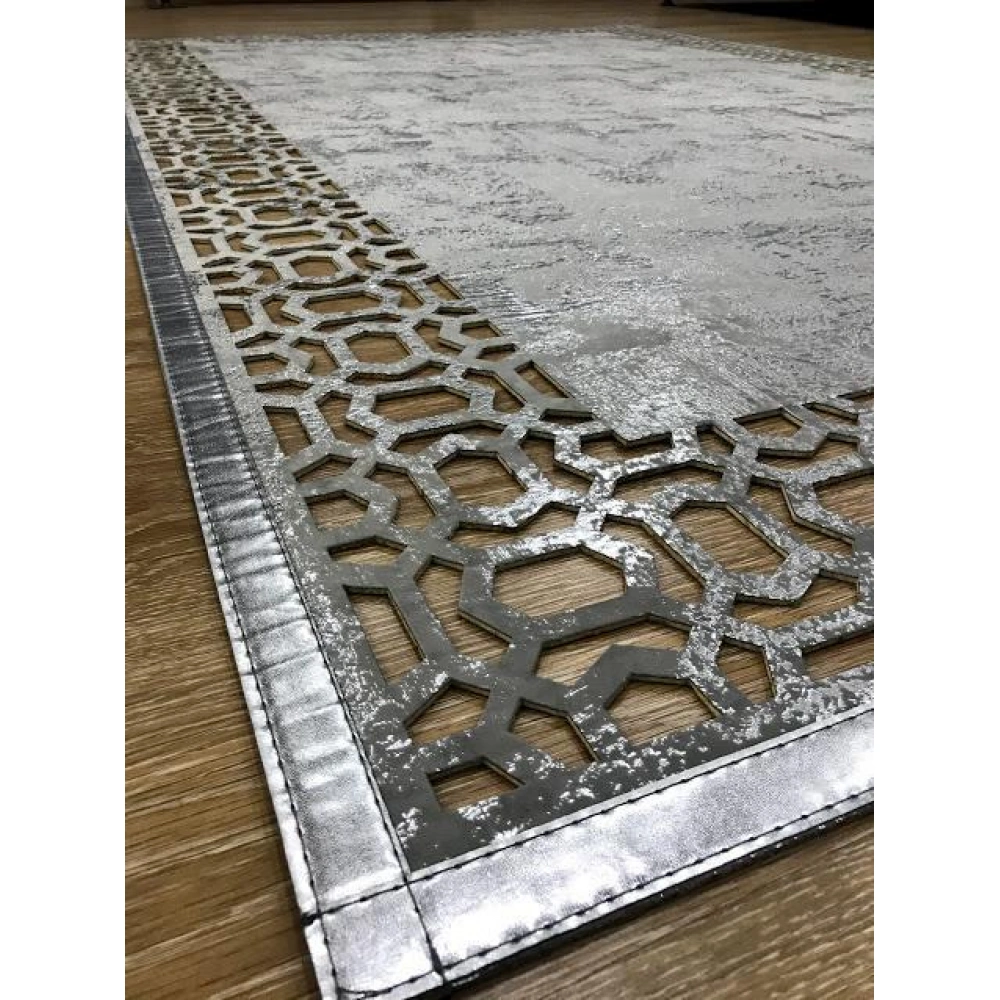 Hoom Rugs Deri Halı 02 Grey Silver Dekoratif Deri Halı