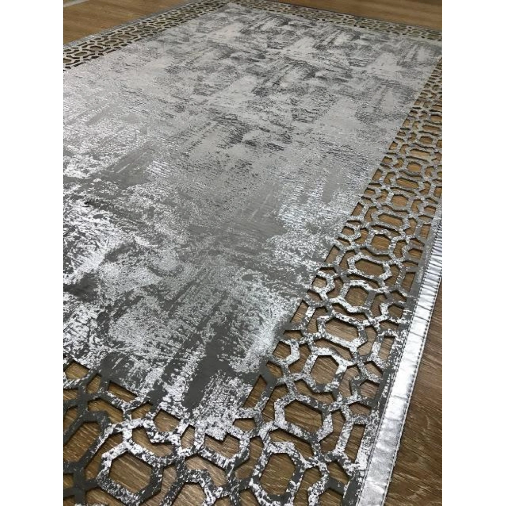 Hoom Rugs Deri Halı 02 Grey Silver Dekoratif Deri Halı
