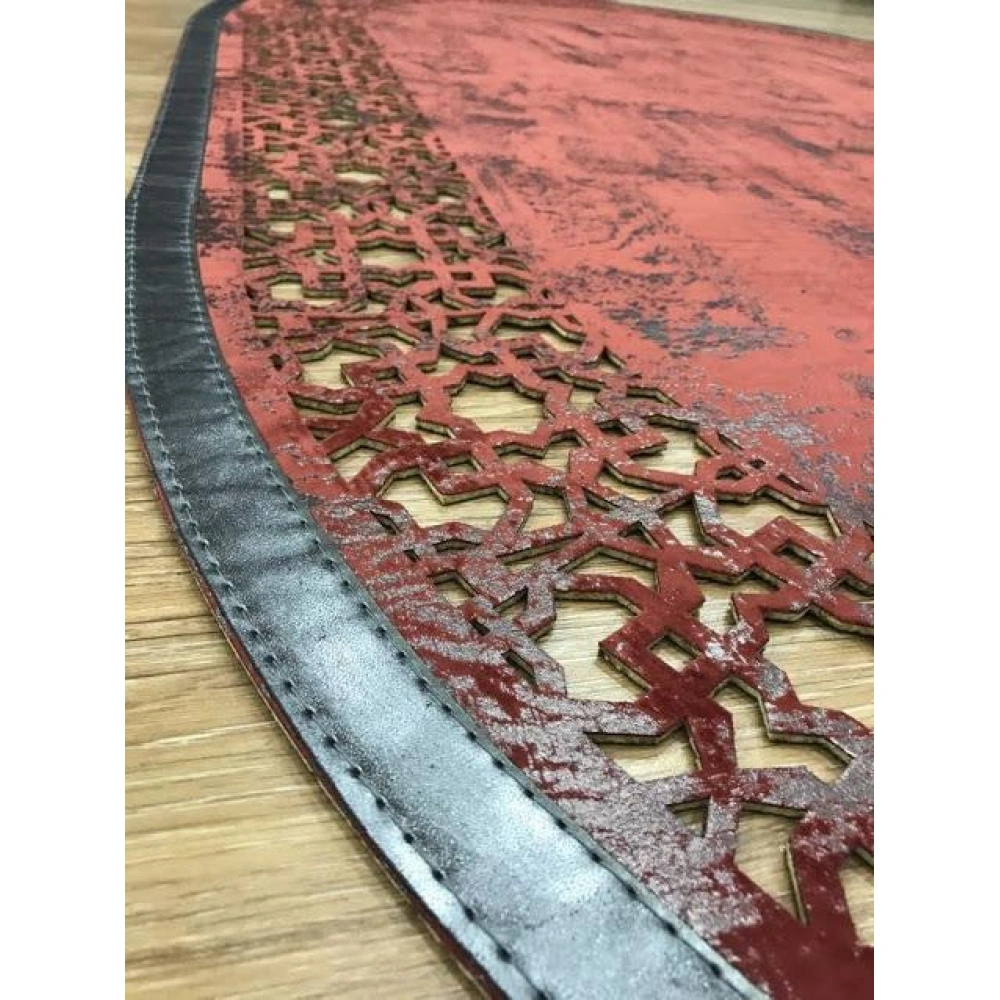 Hoom Rugs Deri Halı Kırmızı Oval Dekoratif Deri Halı