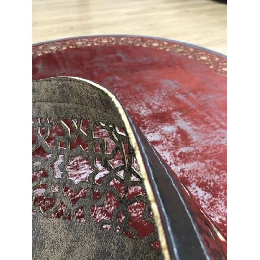 Hoom Rugs Deri Halı Kırmızı Oval Dekoratif Deri Halı